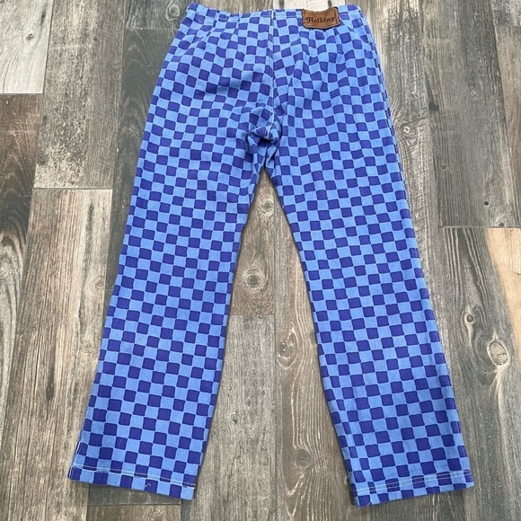 EMMA MULHOLLAND ON HOLIDAY Check Kokomo Pant - Blue - Size Medium - Picture 7 of 8
